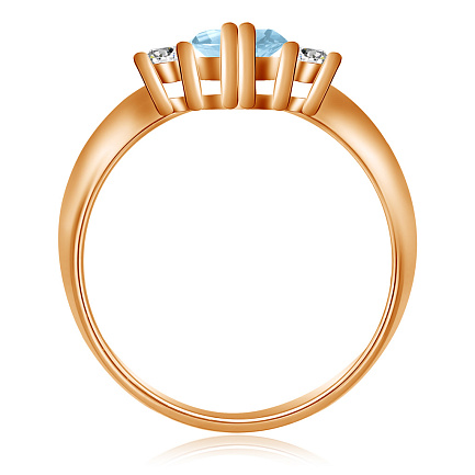 Золотое кольцо с топазом и фианитами