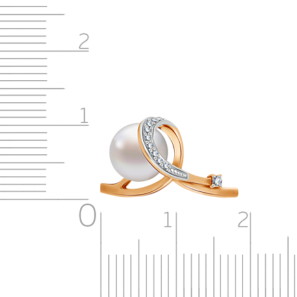 Кольцо из золота с жемчугом и фианитами