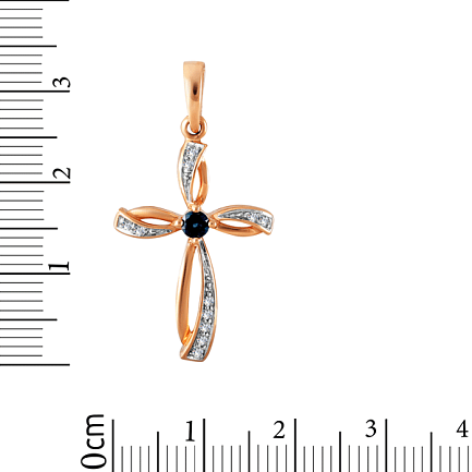 Декоративный крест с сапфиром и бриллиантами золотой