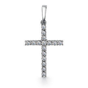 Крест декоративный из белого золота с бриллиантами