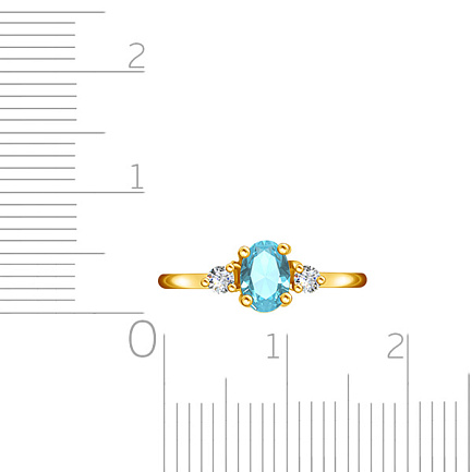 Кольцо из желтого золота с бриллиантами, топазом
