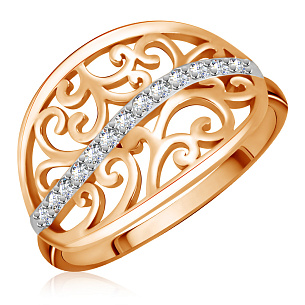 Золотое кольцо с фианитами Сваровски