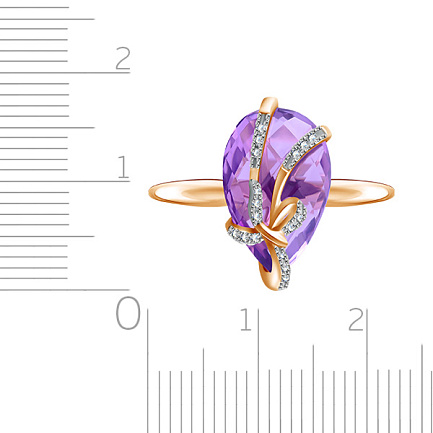Кольцо с аметистом и бриллиантами из золота