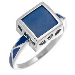 Серебряное кольцо с эмалью и керамикой