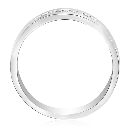Кольцо обручальное с бриллиантами из белого золота
