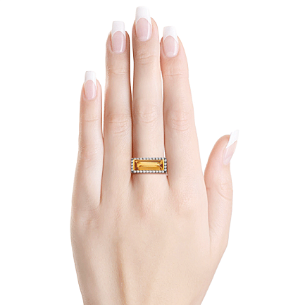 Кольцо с цитрином и бриллиантами из золота