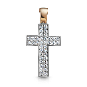 Крест декоративный из красного золота с бриллиантом