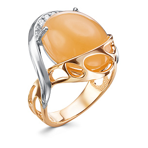 Кольцо из комбинированного золота с лунным камнем