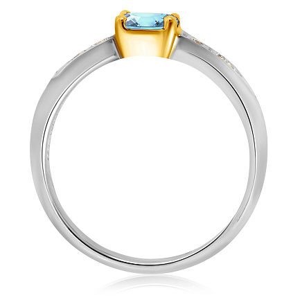 Кольцо с бриллиантами и топазом из белого золота