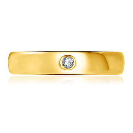 Кольцо обручальное из золота с бриллиантом
