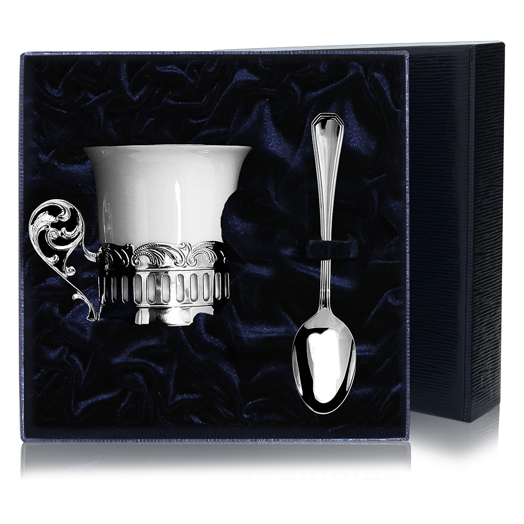 Серебряный кофейный набор «Богема» пуговица для расширения пояса 17 мм серебряный