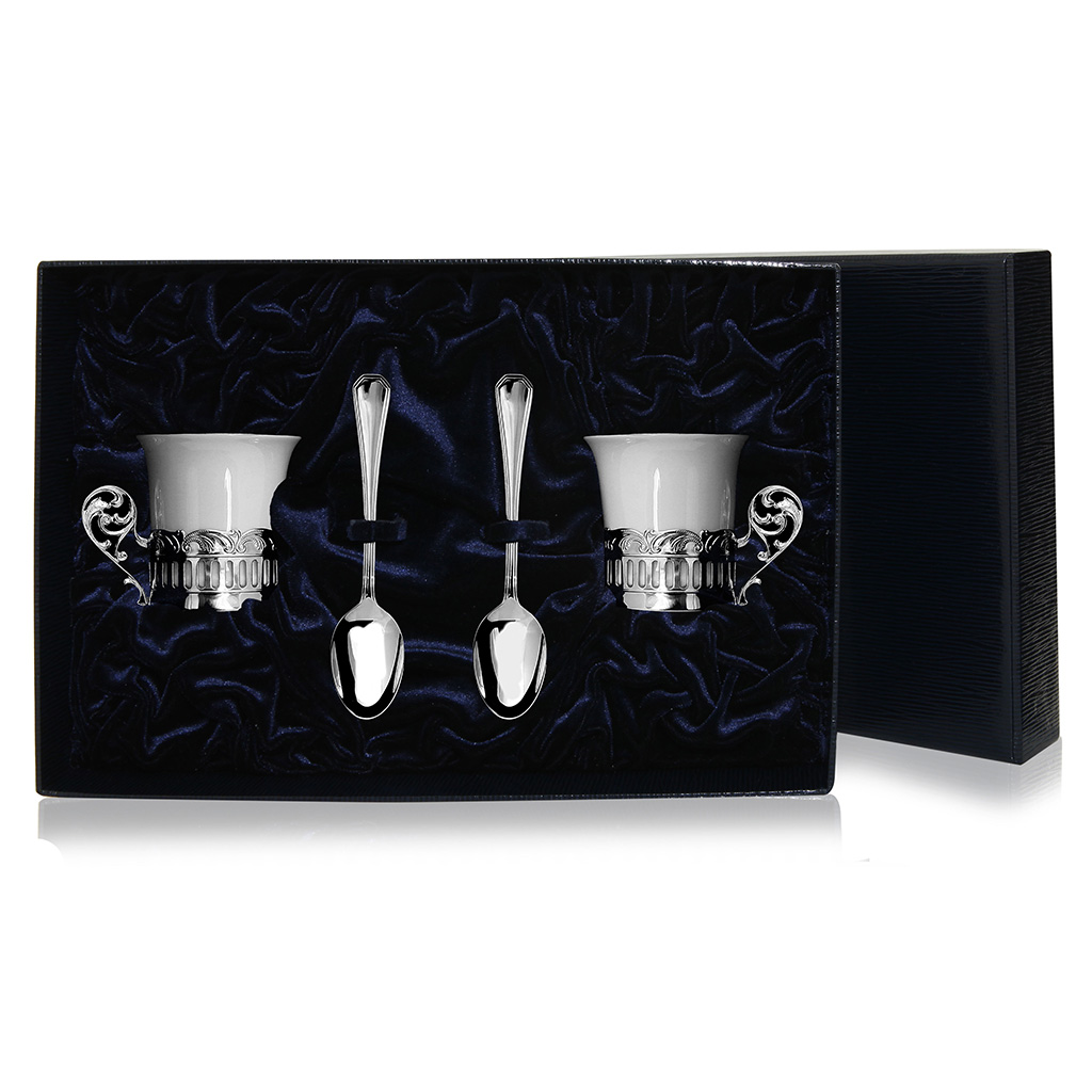 Серебряный кофейный набор «Богема» 4 предмета подставка для фруктов лист серебро 22×12×2 5 см серебряный