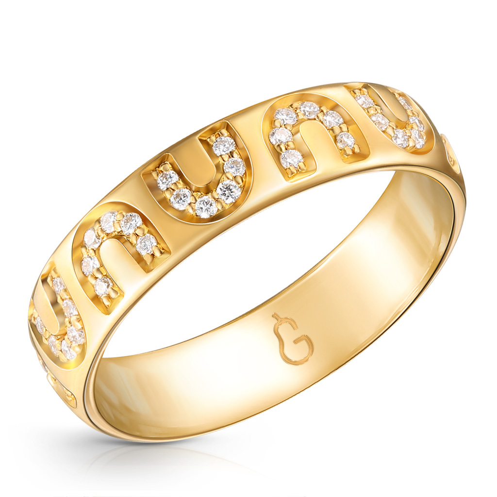 Кольцо обручальное из желтого золота с бриллиантами 45519610175