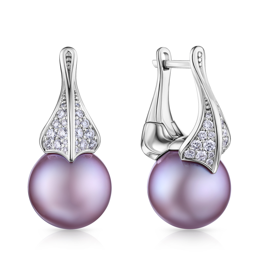 Серьги с английским замком из белого золота с бриллиантами Я6819967000