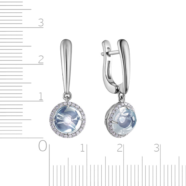 Серьги из белого золота с топазом и бриллиантами