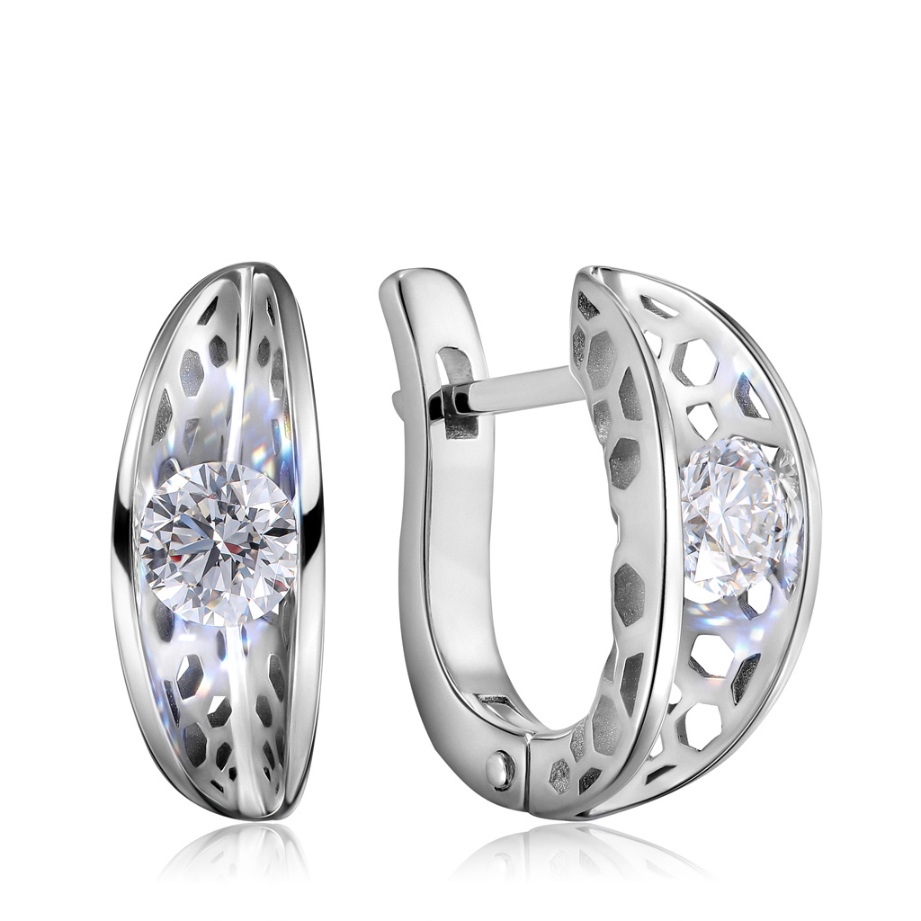 Серьги с английским замком из белого золота с бриллиантами Я6519248000