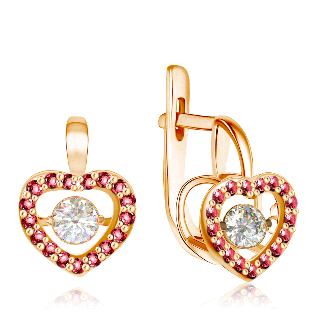 

Золотые серьги с рубинами и танцующими бриллиантами RD0000351206000