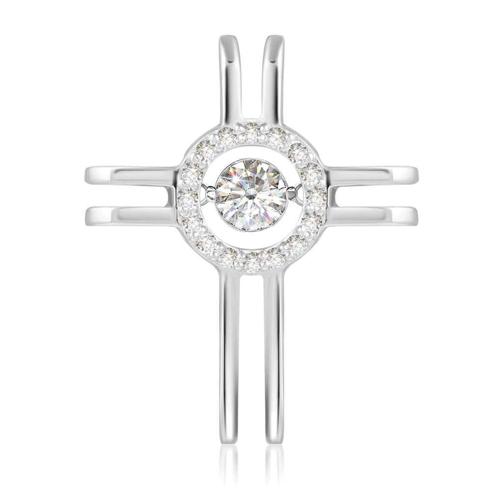 Крест декоративный из белого золота с бриллиантом