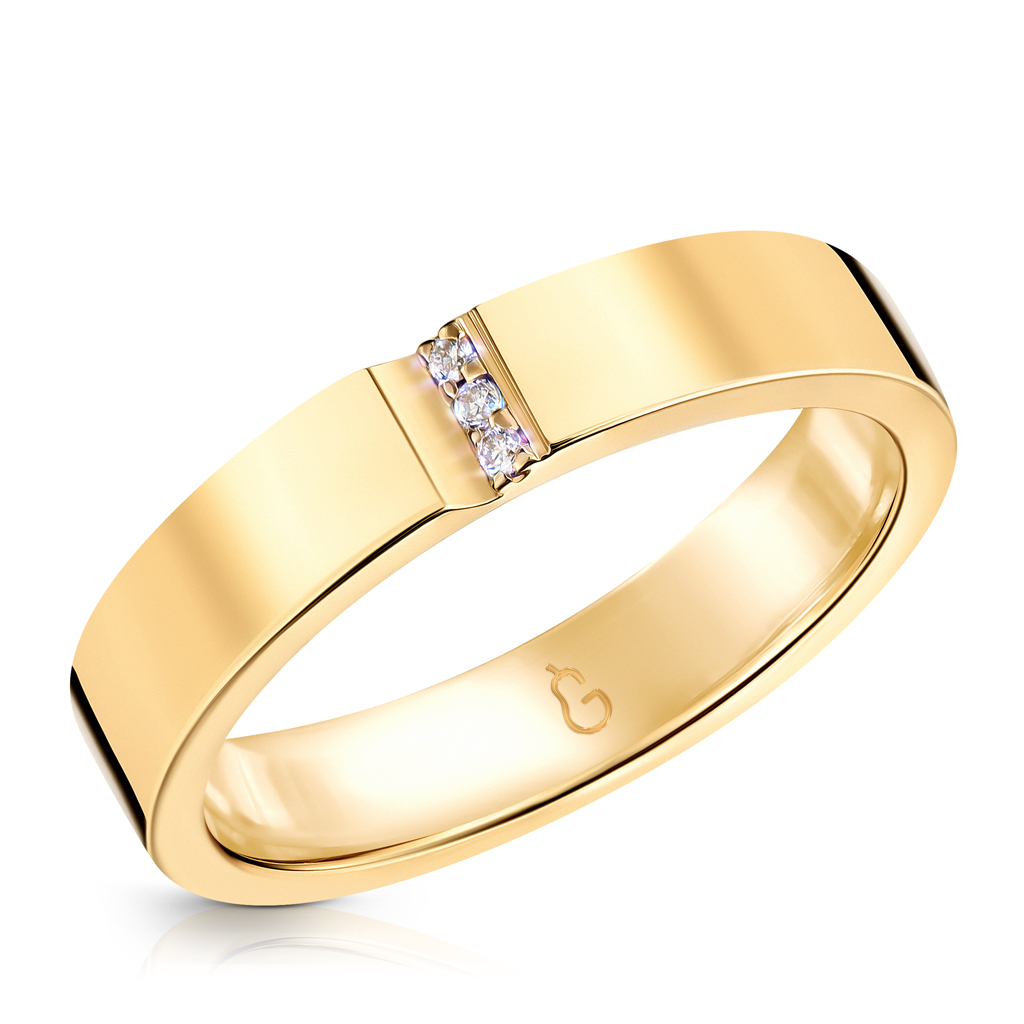 Кольцо обручальное из желтого золота с бриллиантами 45119784170