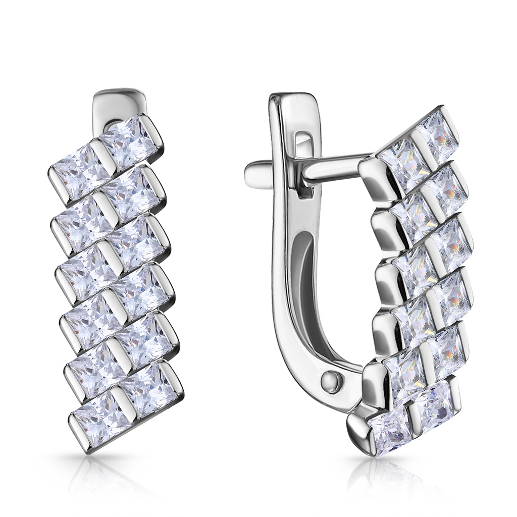 Серьги с английским замком из серебра с фианитом 86611257000