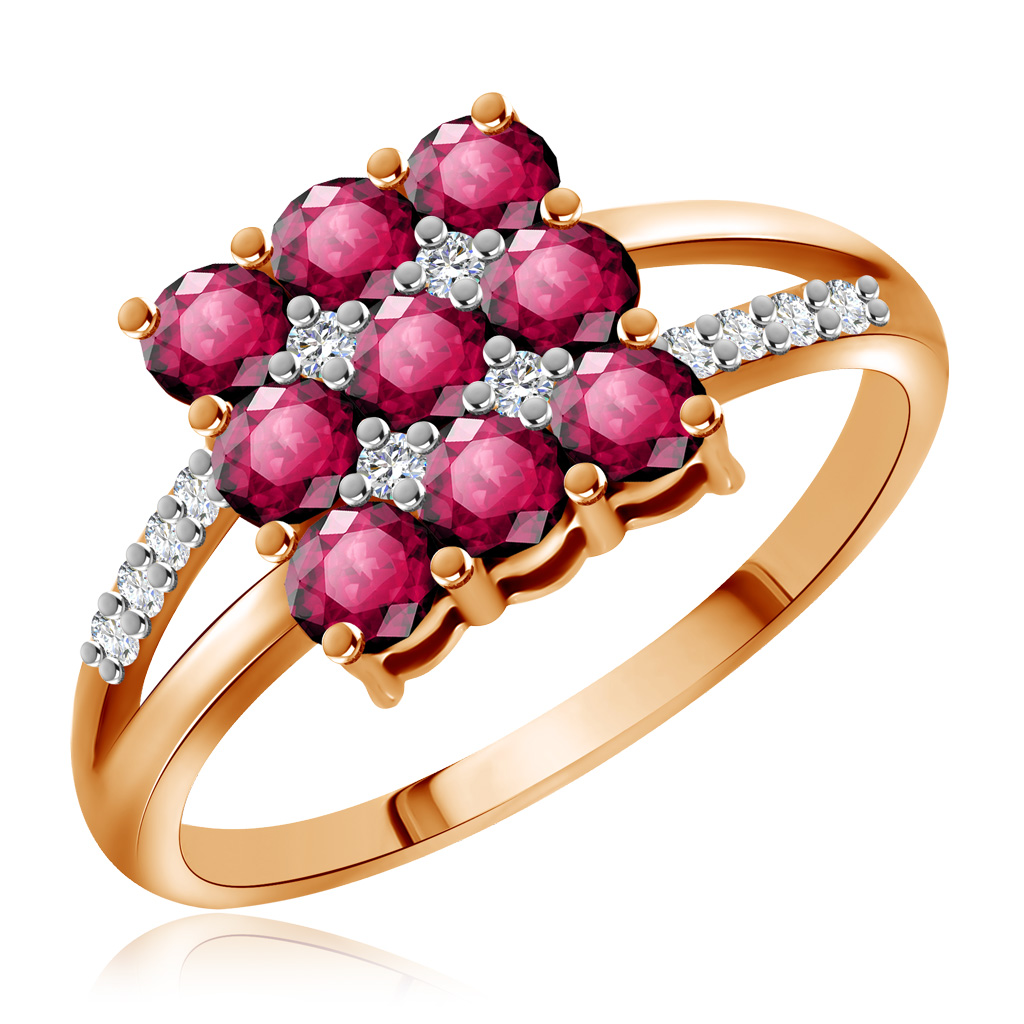 Кольцо из золота с рубинами и бриллиантами К10307р