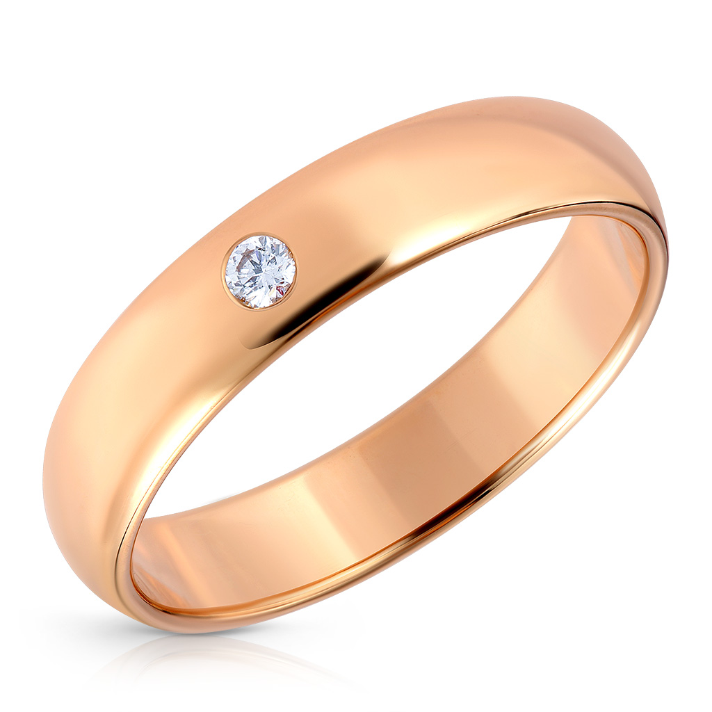 Кольцо обручальное из золота с бриллиантом кольцо из желтого золота с танцующим бриллиантом
