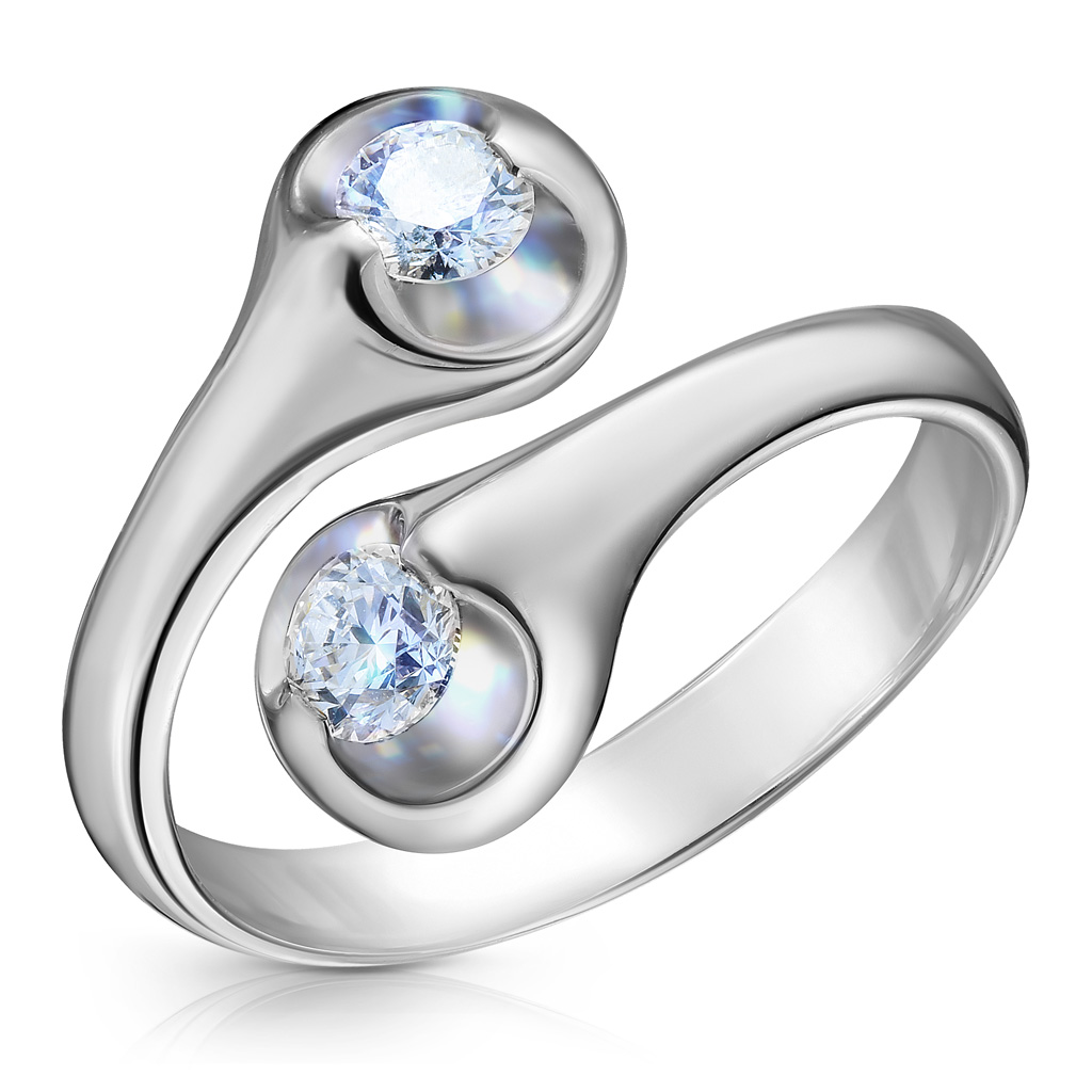 Кольцо с бриллиантами из белого золота открытое кольцо midgard
