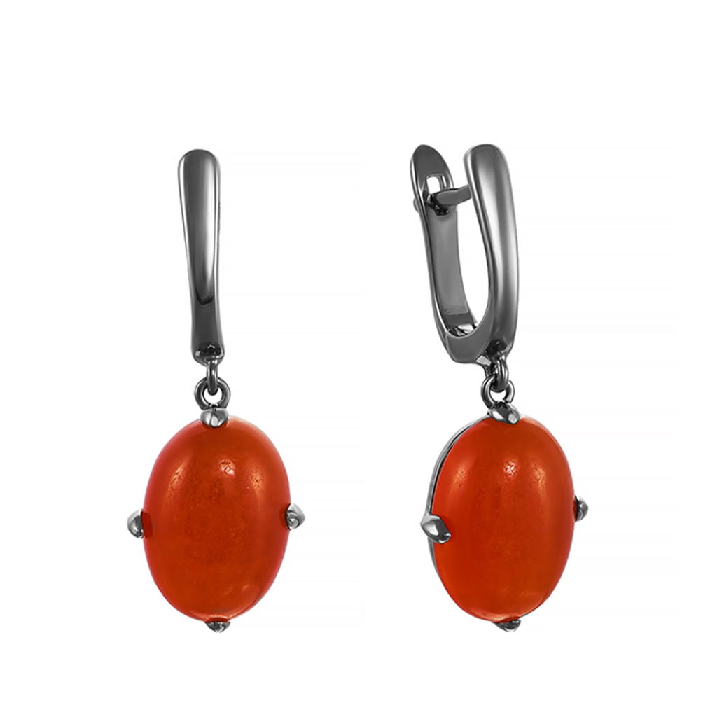 Серьги с английским замком из серебра с агатом