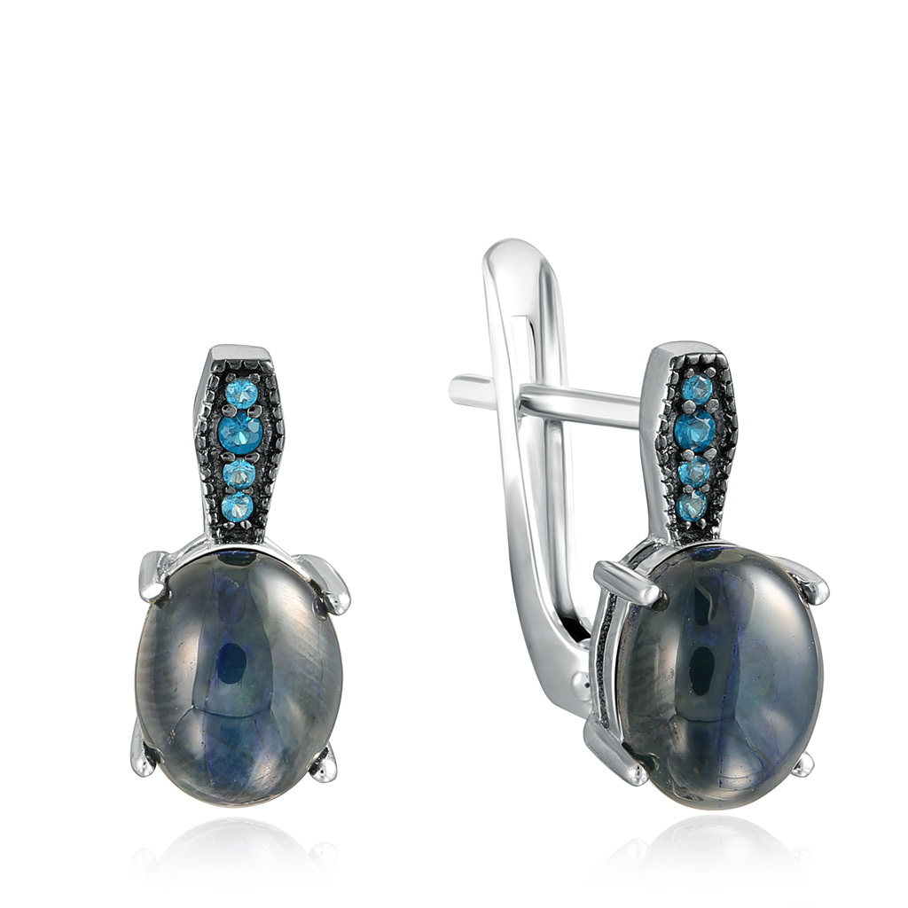 Серебряные серьги с сапфирами