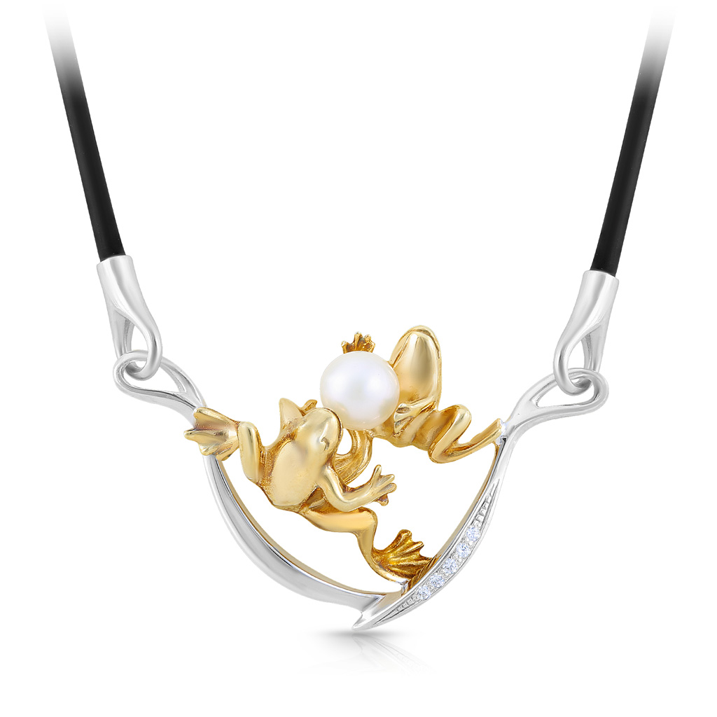 

Колье из серебра с каучуком Кл-25031