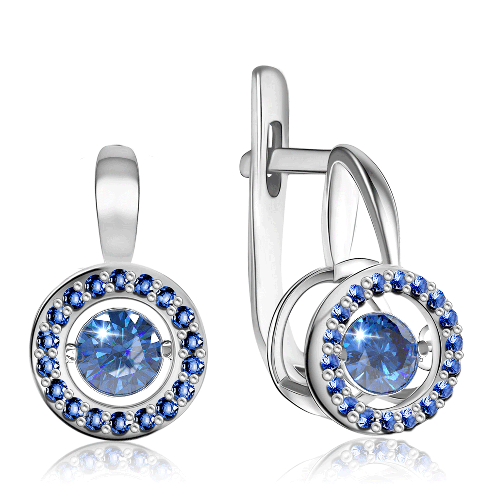 Серьги из белого золота с сапфирами