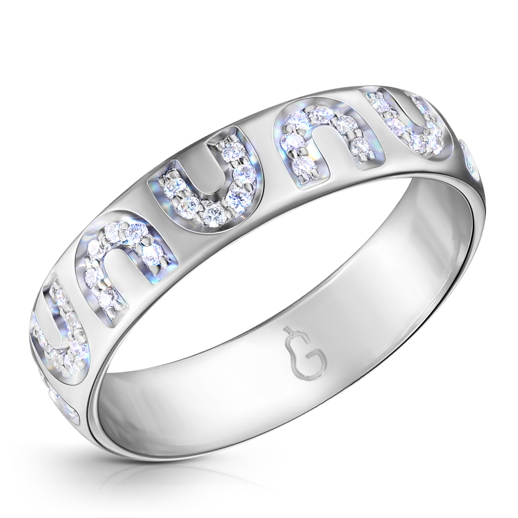 цена Обручальное кольцо из белого золота с бриллиантами