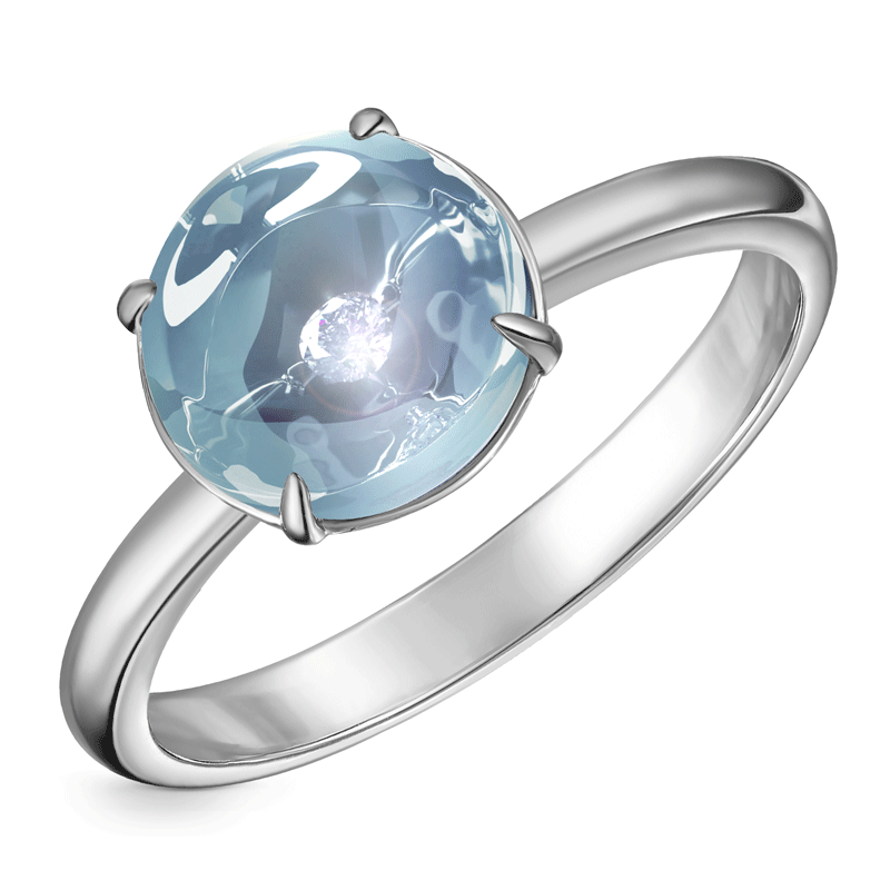 Кольцо из белого золота с топазом и бриллиантом