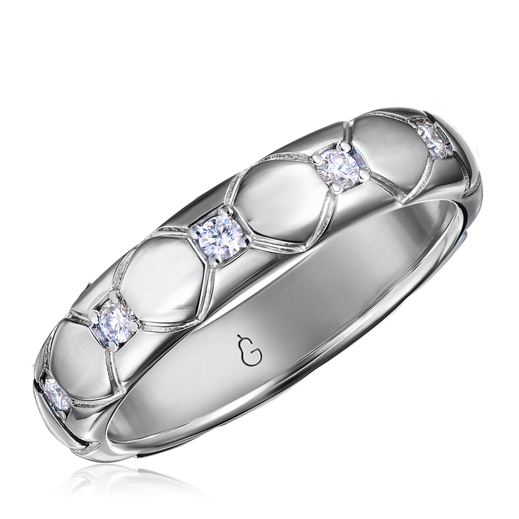Кольцо обручальное из белого золота с бриллиантами обручальное кольцо из белого золота с бриллиантами