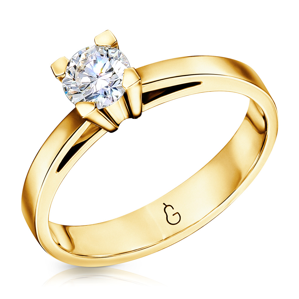 Кольцо помолвочное из желтого золота с бриллиантом 45519136165