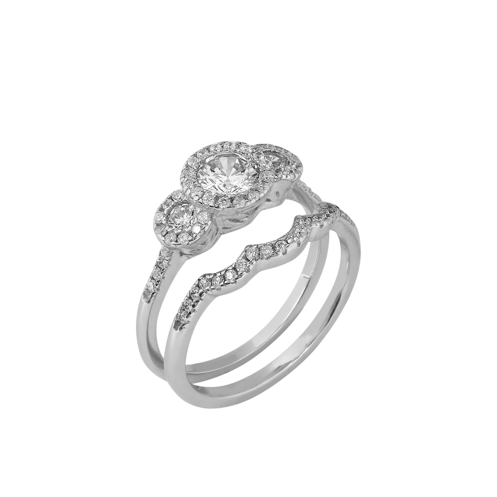 Кольцо двойное из серебра кольцо из серебра р 19 5 кристалл мечты 105621204 аквамарин фианит