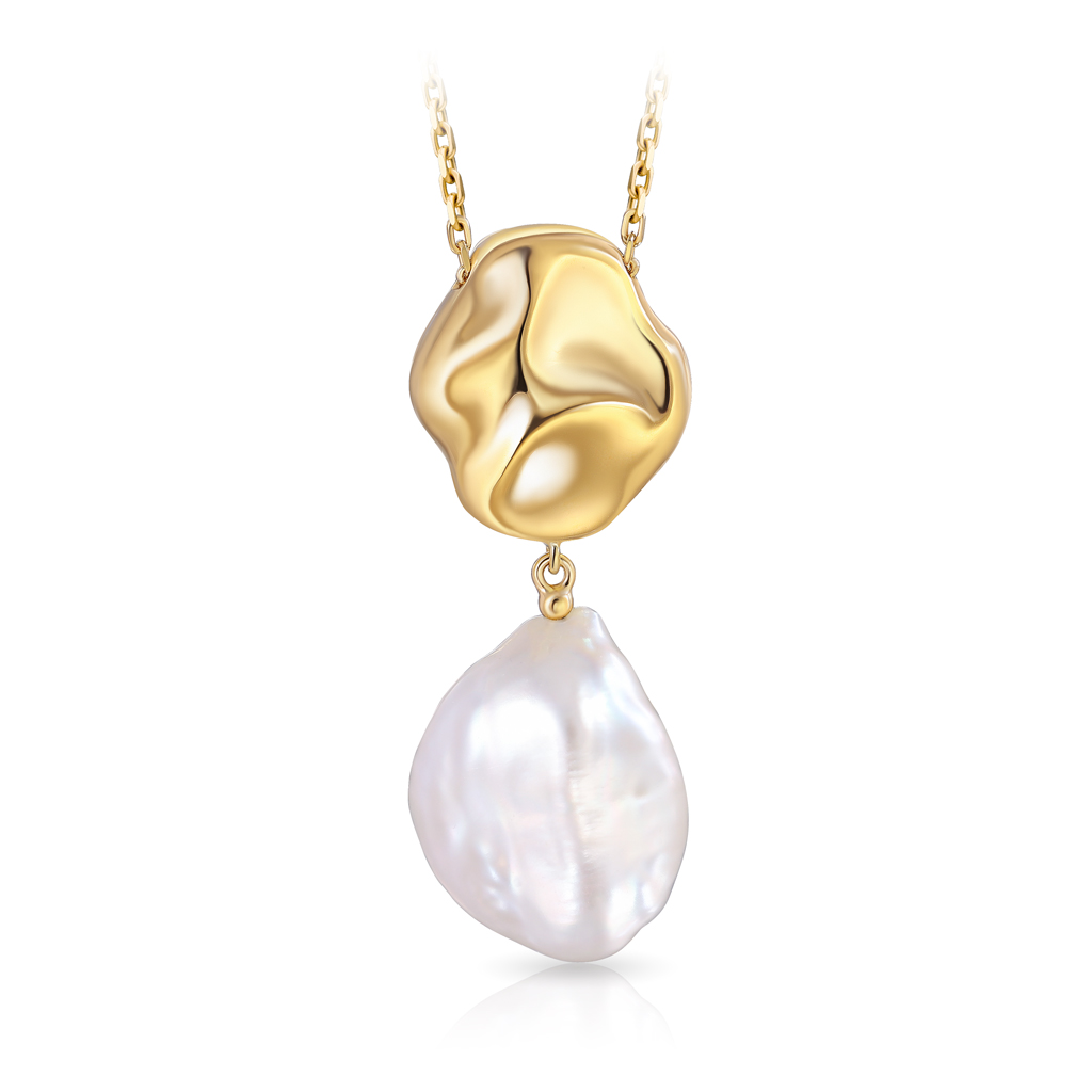 Колье из желтого золота с жемчугом, плетение якорное 44812512470