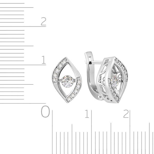 Серьги с английским замком из белого золота с бриллиантом