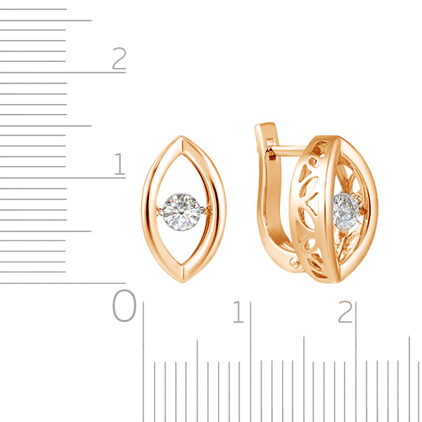 Серьги с английским замком из красного золота с бриллиантом