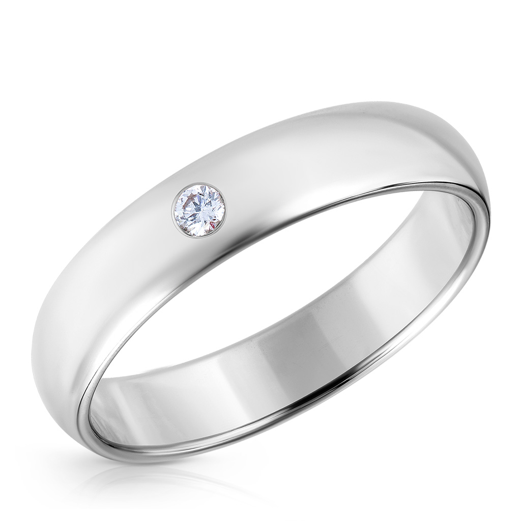 Кольцо обручальное из белого золота с бриллиантом кольцо маточное пессарий юнона 1