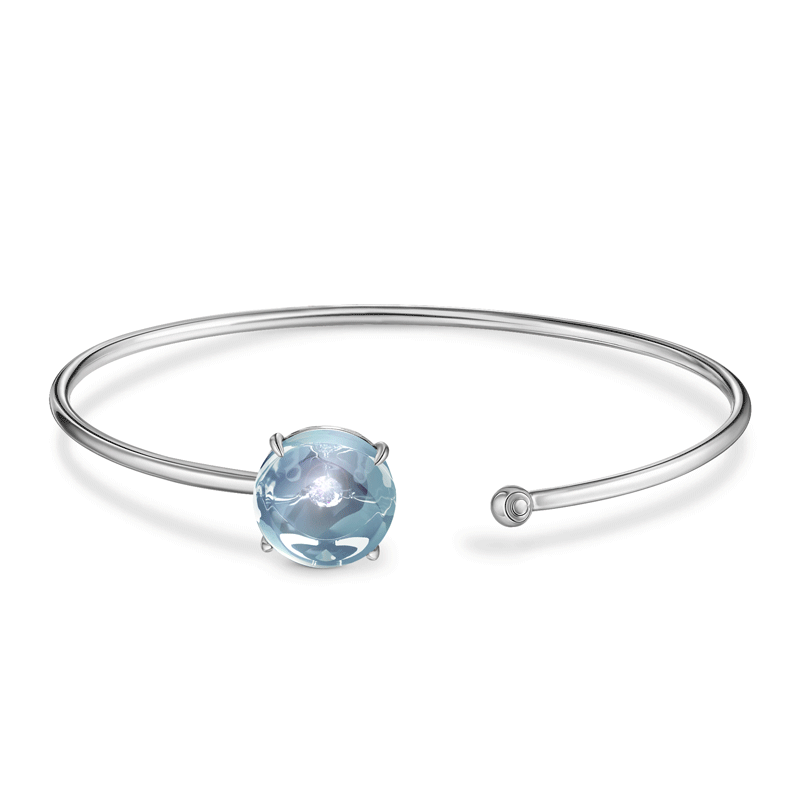 Браслет жесткий из белого золота с бриллиантом