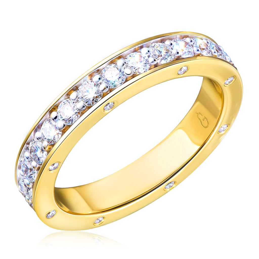 Кольцо обручальное из желтого золота с бриллиантами 45119767180