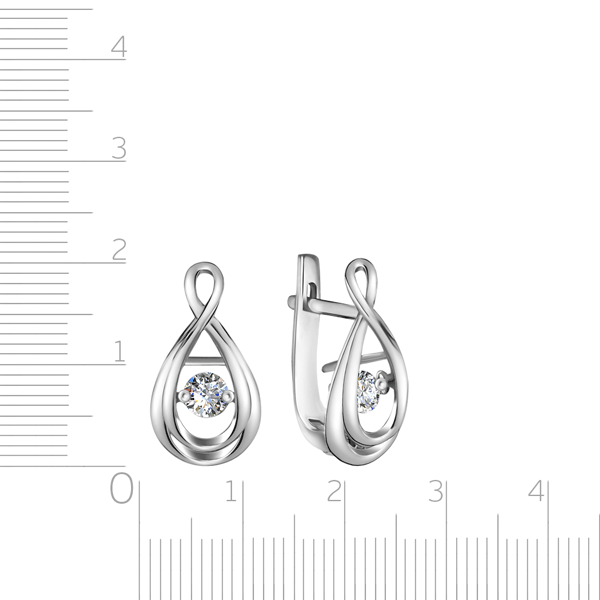 Серьги с английским замком из белого золота с бриллиантом