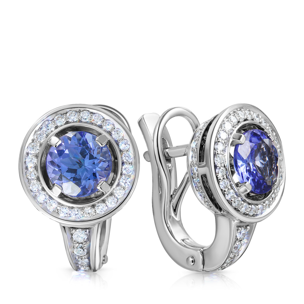 Серьги с английским замком из белого золота с бриллиантами Я6519880000