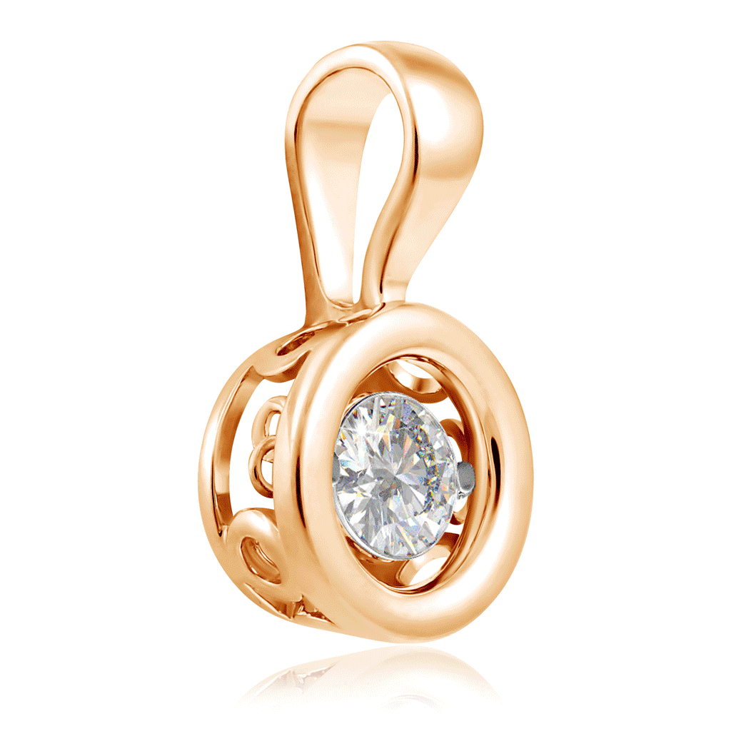 Подвеска из красного золота с бриллиантом
