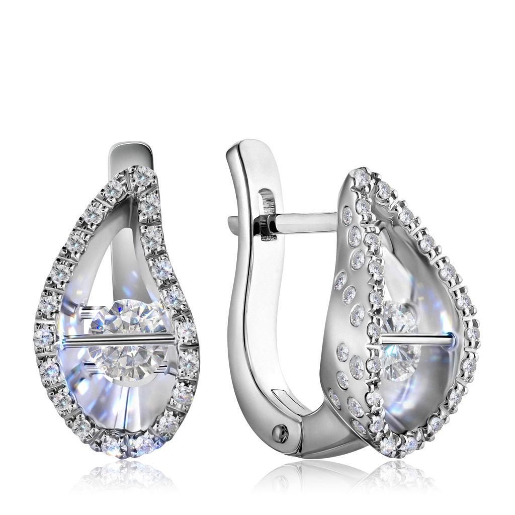 Серьги с английским замком из белого золота с бриллиантами Я6319544000