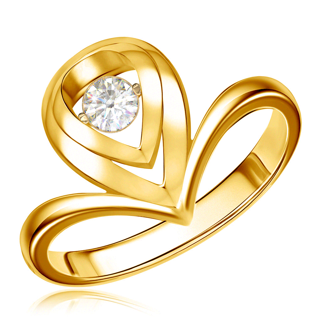 Кольцо из желтого золота с танцующим бриллиантом пирсинг из желтого золота с танцующим бриллиантом