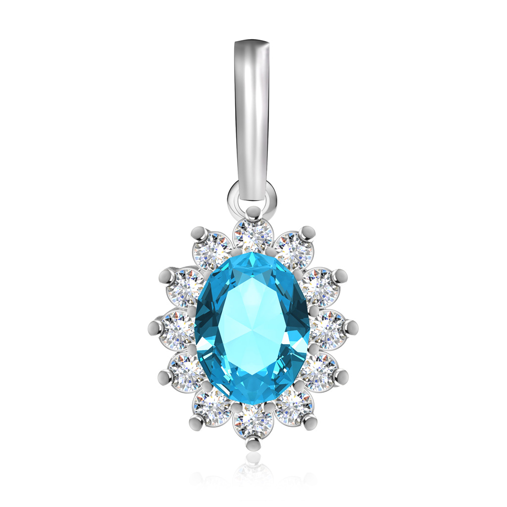 

Подвеска из белого золота с топазом и бриллиантами 220075-01