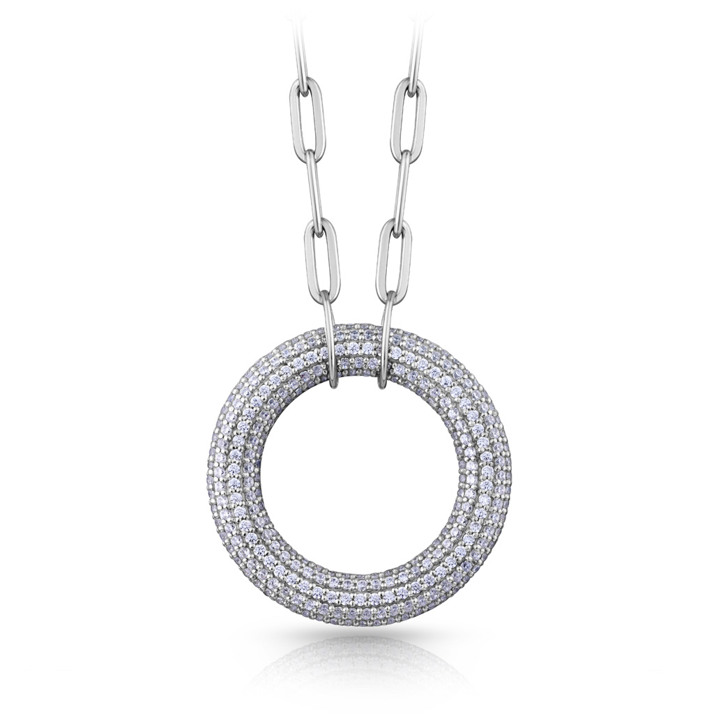 Колье из серебра с фианитом, плетение якорная с удлиненным звеном 84411034500