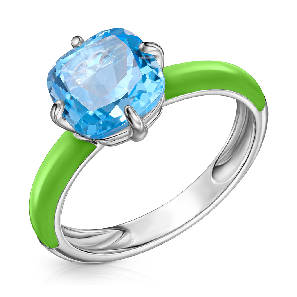 Кольцо из серебра с топазом, эмалью 85614067175